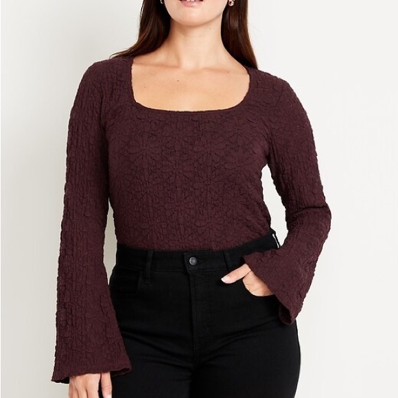 Old Navy Tops - Old Navy Textured Lace Scoop-Neck Top in Maroon Women’s Med Romantic Whimsigoth